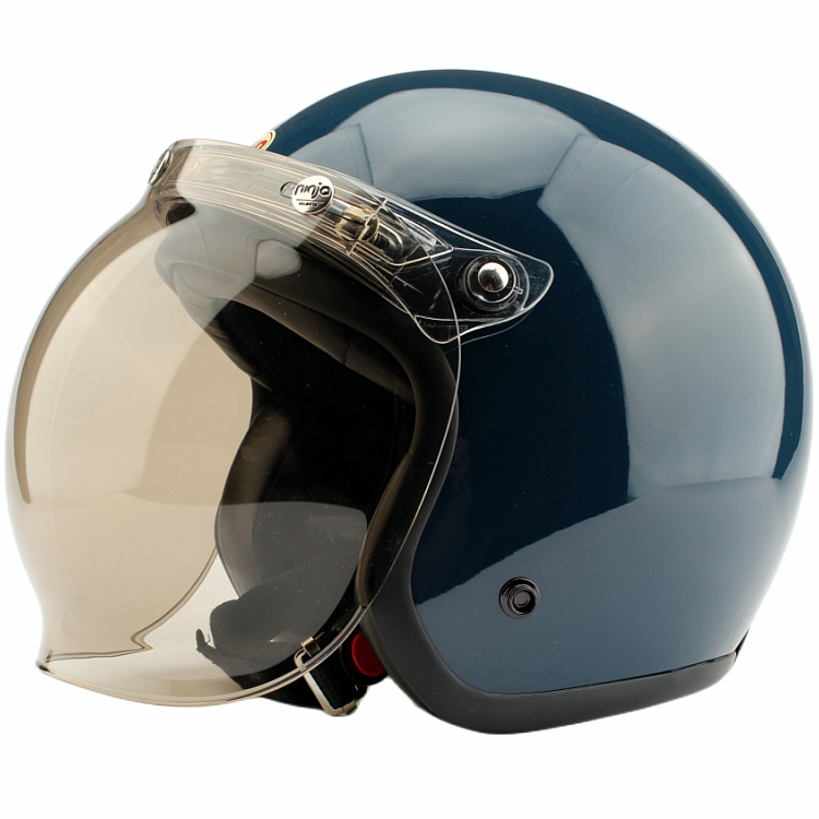 台湾EVO精装石墨蓝复古安全帽电动摩托车头盔男女3/4盔保暖冬季