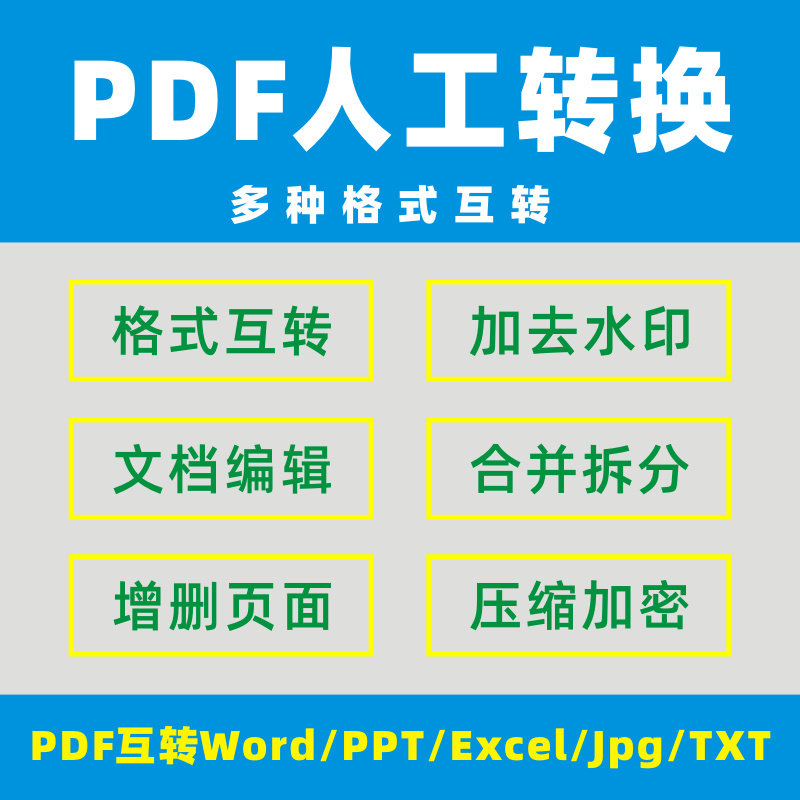 人工服务pdf转word PPT excel jpg压缩排版图片转文字编辑排版