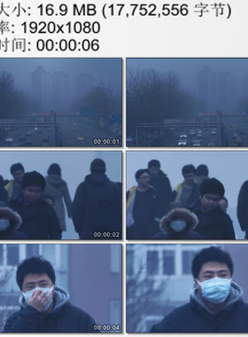 北京浓重雾霾天气 人们戴口照出行 环境污染与保护 高清视频素材