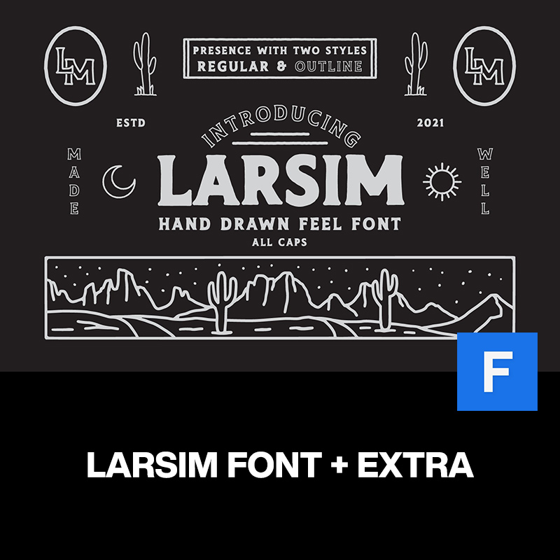 Larsim美式复古潮流品牌logo标识T恤服装海报标题衬线英文字体