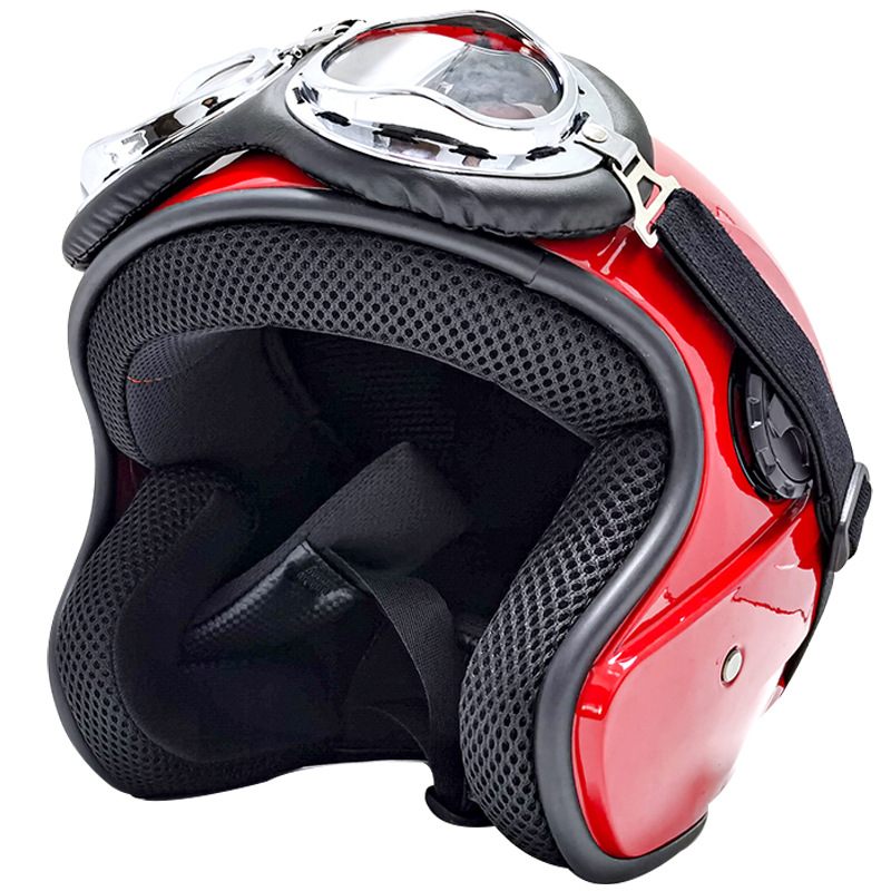 VIRTUE跨境电动摩托车头盔男女四季通用3/4半盔潮复古哈雷太子盔