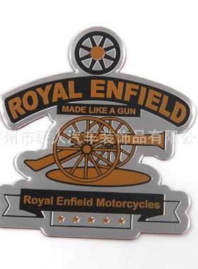 ROYAL ENFIELD外贸订单摩托车改装配件个性金属浮雕车身贴