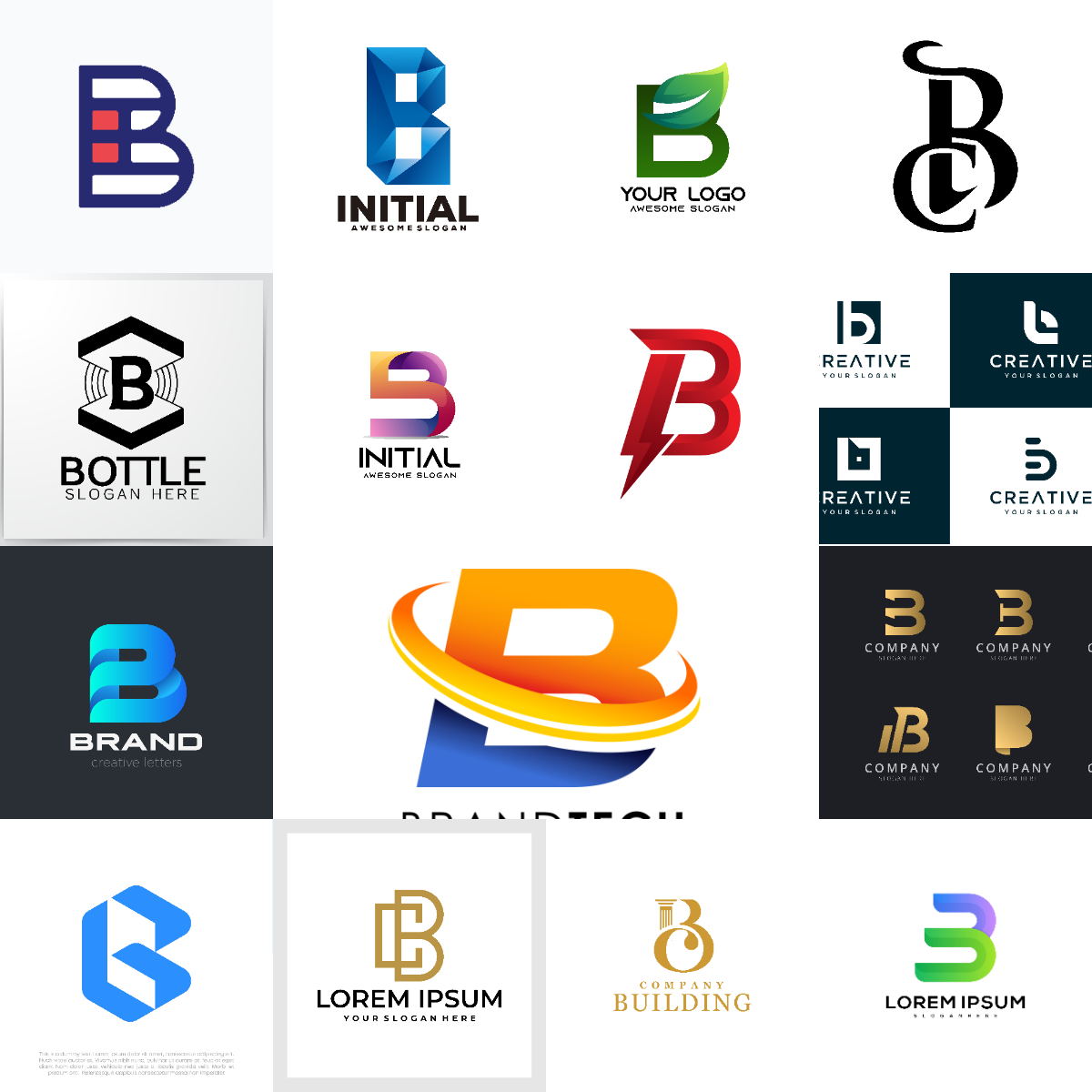 创意字母B图标大小写字母Bb科技感变形企业LOGO设计AI矢量图素材