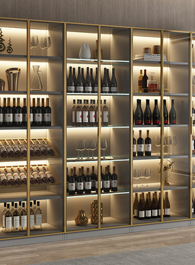 实木酒柜靠墙客厅现代简约带玻璃置物柜家用储物柜轻奢高档展示柜