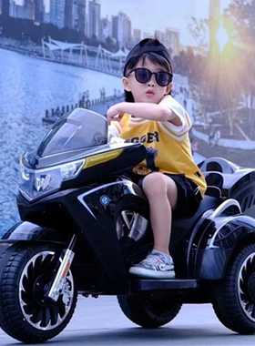 新品儿童电动摩托车可坐大人男孩双人充电三轮车超大号宝宝玩具车
