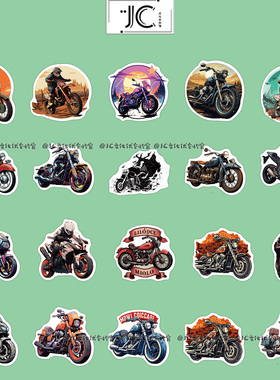 50张创意摩托车贴纸个性精致帅气炫酷骑行骑士diy手机壳水杯车贴