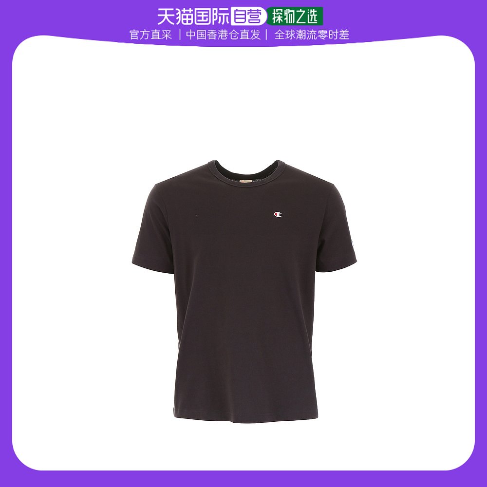 香港直邮Champion 黑色logo印花T恤 212974冠军潮流短袖