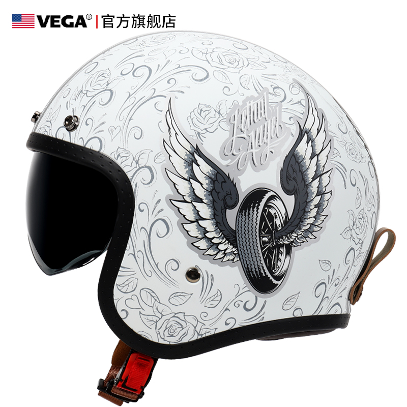 新美国VEGA复古哈摩托车头盔大兵机车雷男女士个性半覆式3C冬季半