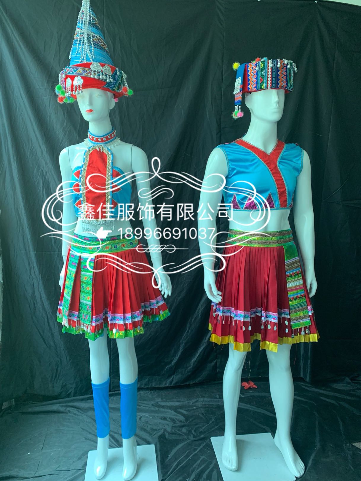 咛罗娜嘞瑶族舞蹈服男女组合套装红色短裙民族服饰六届荷花金奖款