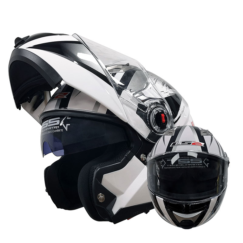 新ls2摩托车双镜片揭面盔男女士摩旅赛机车四季防雾头盔冬季FF370