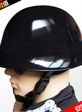 黑色安全钢盔电动骑车摩托车骑行防暴保安头盔PC学校安保防护促销