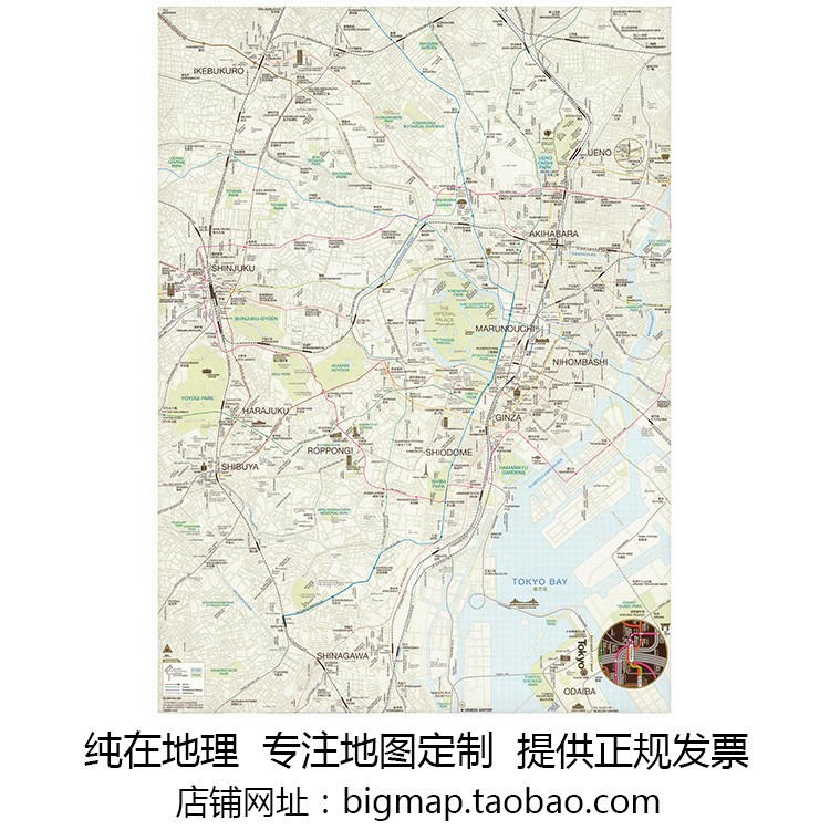 东京地铁线路地图Tokyo railway map 日本旅游贴图书房装饰画芯