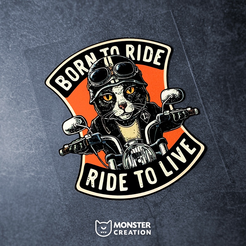 怪兽车贴个性猫咪哈雷摩托车骑士尾箱贴纸创意电动车汽车装饰贴画