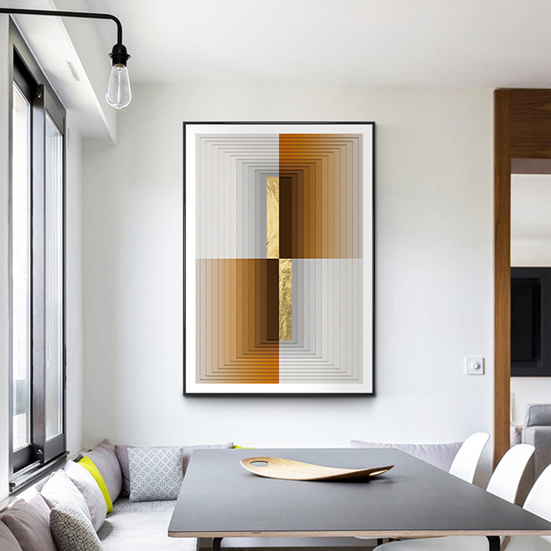 现代轻奢线条几何抽象画客厅沙发背景墙装饰画创意玄关工业风壁画