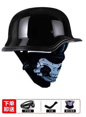 3C认证摩托车半盔男女复古巡航头盔四季通用透气轻量化安全帽瓢盔