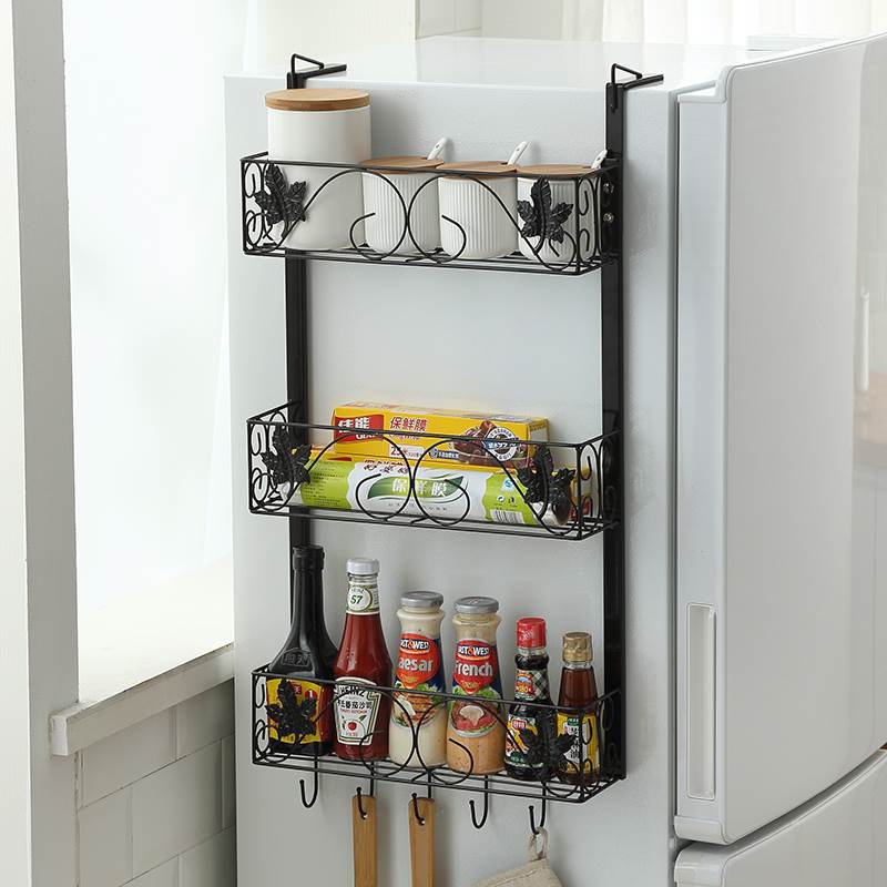 冰箱置物架冰柜侧面夹缝铁艺壁挂式多层收纳挂架厨房用品家用大全