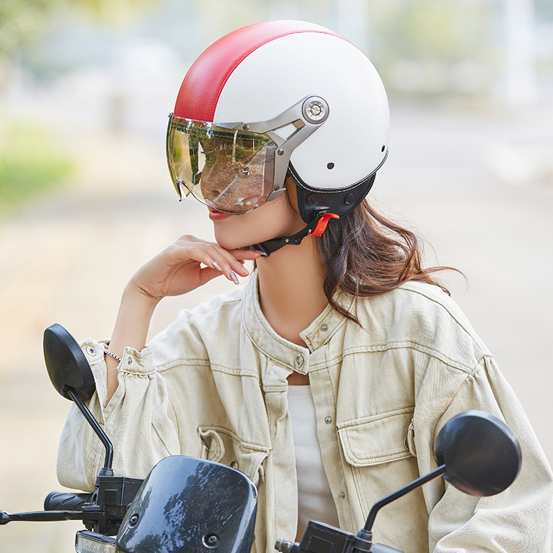 GXT电动摩托车头盔3C成人通勤帽子男半盔半覆式四季灰复古女个性