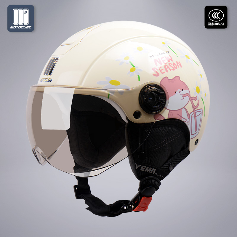 3C认证野马摩托立方电动车头盔男女通用夏季防晒安全帽四季款半盔