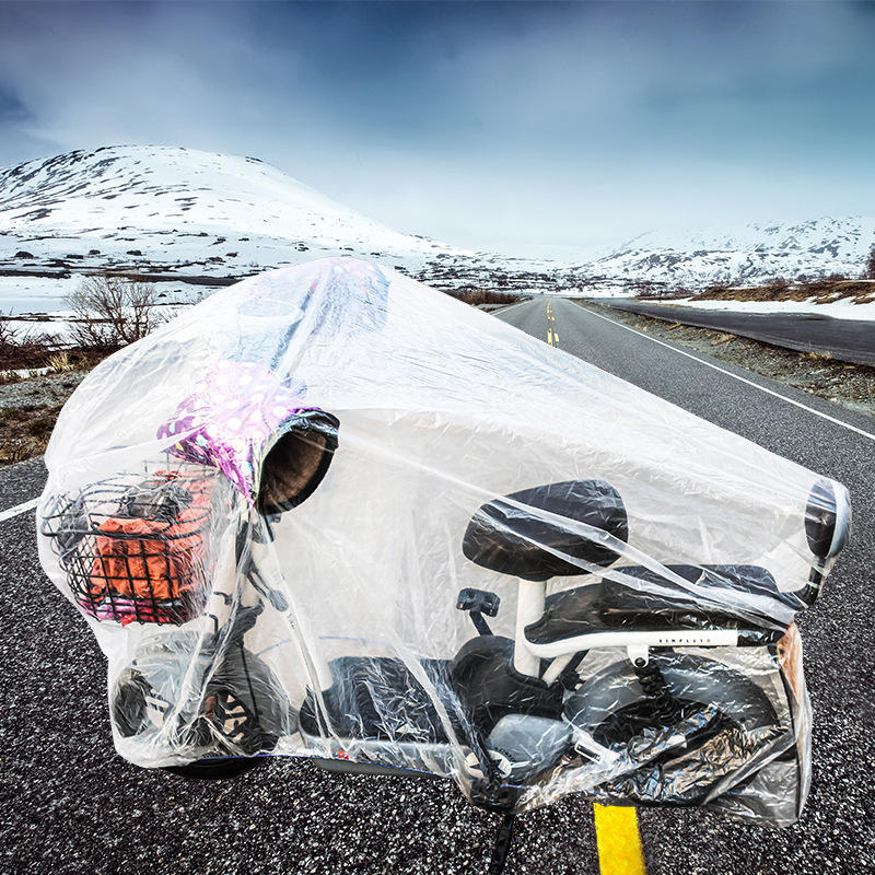 跨境一次性摩托车车衣薄膜自行车罩防雨防尘电瓶车车罩透明