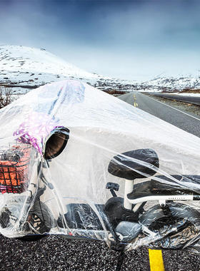 跨境一次性摩托车车衣薄膜自行车罩防雨防尘电瓶车车罩透明