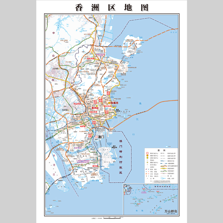 珠海市香洲区地图电子版设计素材文件