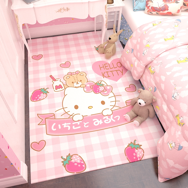 HelloKitty地毯可爱儿童卡通动漫公主少女粉色卧室床边衣帽间垫子
