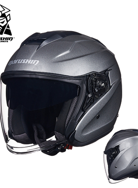 新马鲁申摩托车头盔夏季双镜片四分之三半盔碳纤维男女四季通用L1