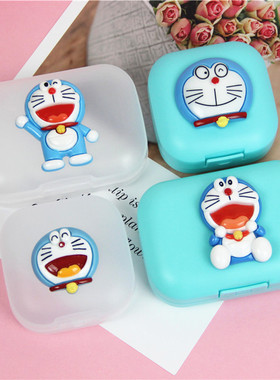 卡通机器猫哆啦a梦锁扣皂盒旅行便携香皂盒 正方形长方形沥水皂盒
