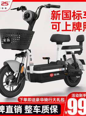 宝岛电动车新国标可上牌成人电动自行车男女小型代步车两轮电瓶车