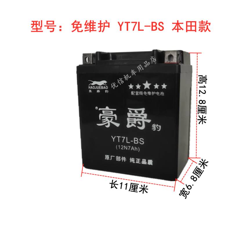 YTX7L-BS新大洲本田150战神免维护蓄电池12v6a专用配套摩托车电瓶