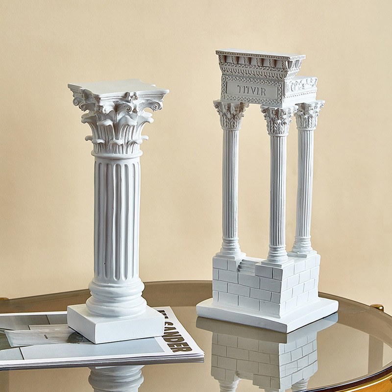 欧式罗马建筑物摆件客厅电视柜装饰品希腊古城神庙雕塑模型罗马柱