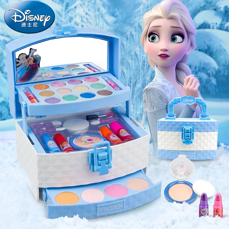 迪士尼儿童化妆品套装生日女孩公主彩妆盒小孩画玩具宝宝爱莎礼物