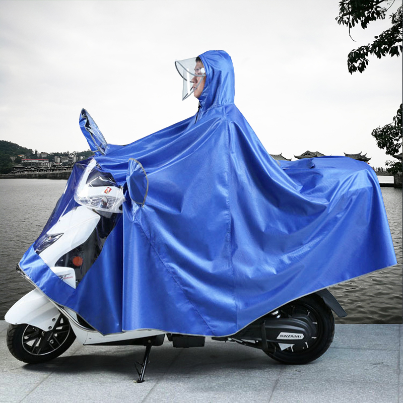 尼龙雨衣电动摩托车成人骑行单双人加大加厚帽檐遮脚踏板雨披防暴
