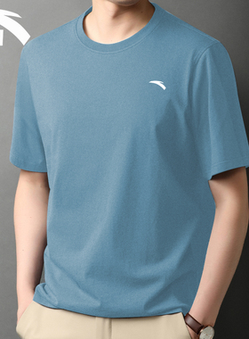 安踏短袖2024夏季新款纯色t恤小logo冰丝速干圆领宽松运动服半袖
