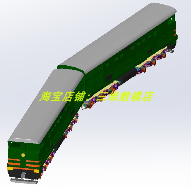俄罗斯两双节机车列车轮火车底盘转向架3D三维几何数模型制动悬挂