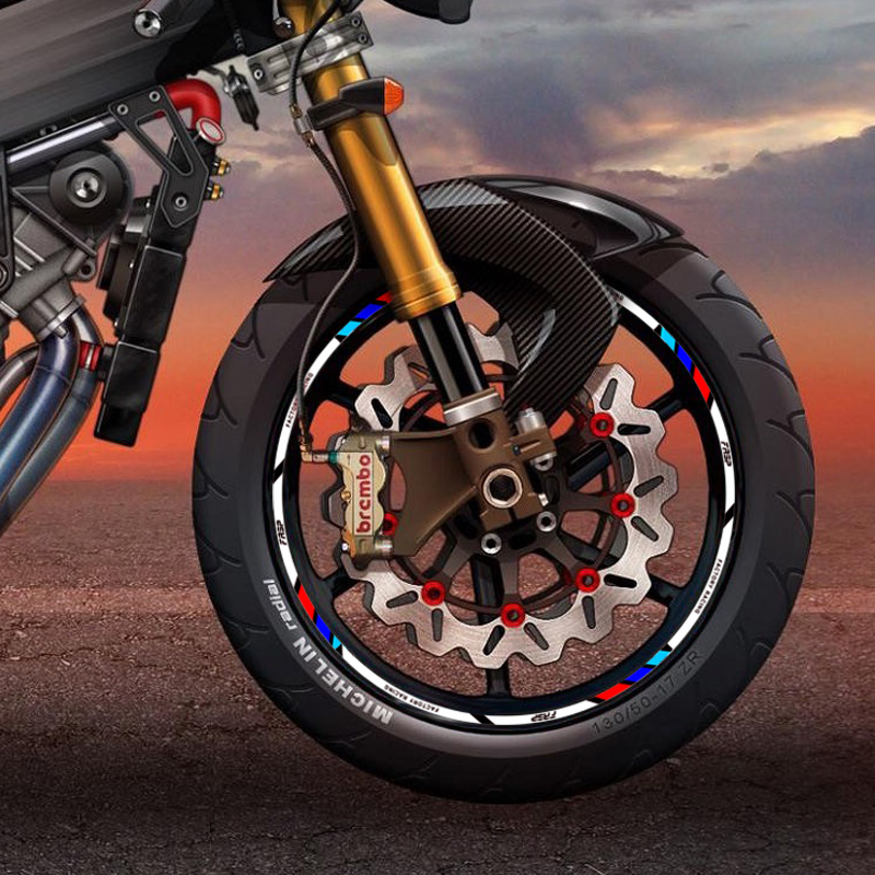 摩托车反光轮毂贴纸电动车改装饰贴花轮胎钢圈贴适用本田铃木通用