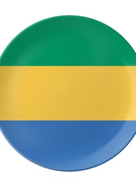 加蓬国旗非洲国家象征符号图案陶瓷餐盘子8寸月光盘餐具家居礼物