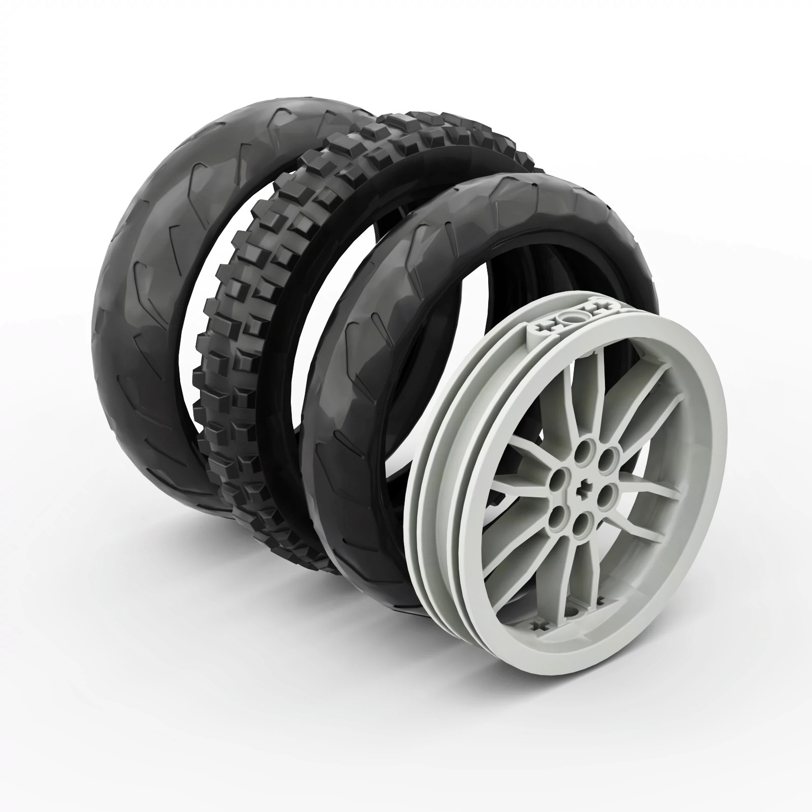 兼容乐高机车轮胎 适用42107杜卡迪88517摩托车轮毂67140积木零件