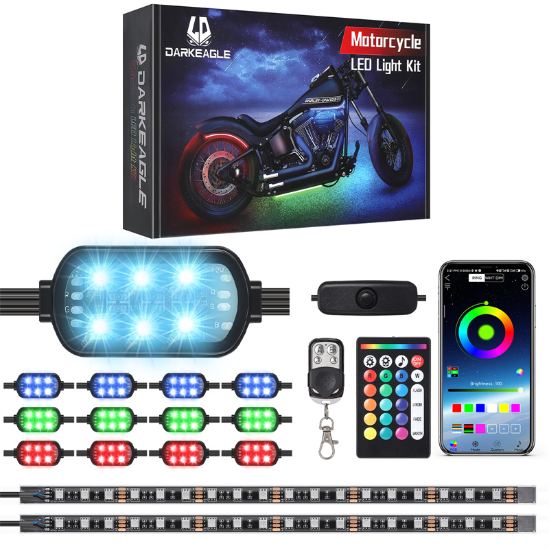 摩托车LED底盘灯RGB七彩高亮度点光源无线遥控装饰底盘氛围灯蓝牙