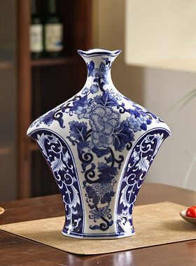 青花瓷衣服陶瓷花瓶中式陶瓷摆件可水培客厅电视机柜陶瓷饰品花瓶