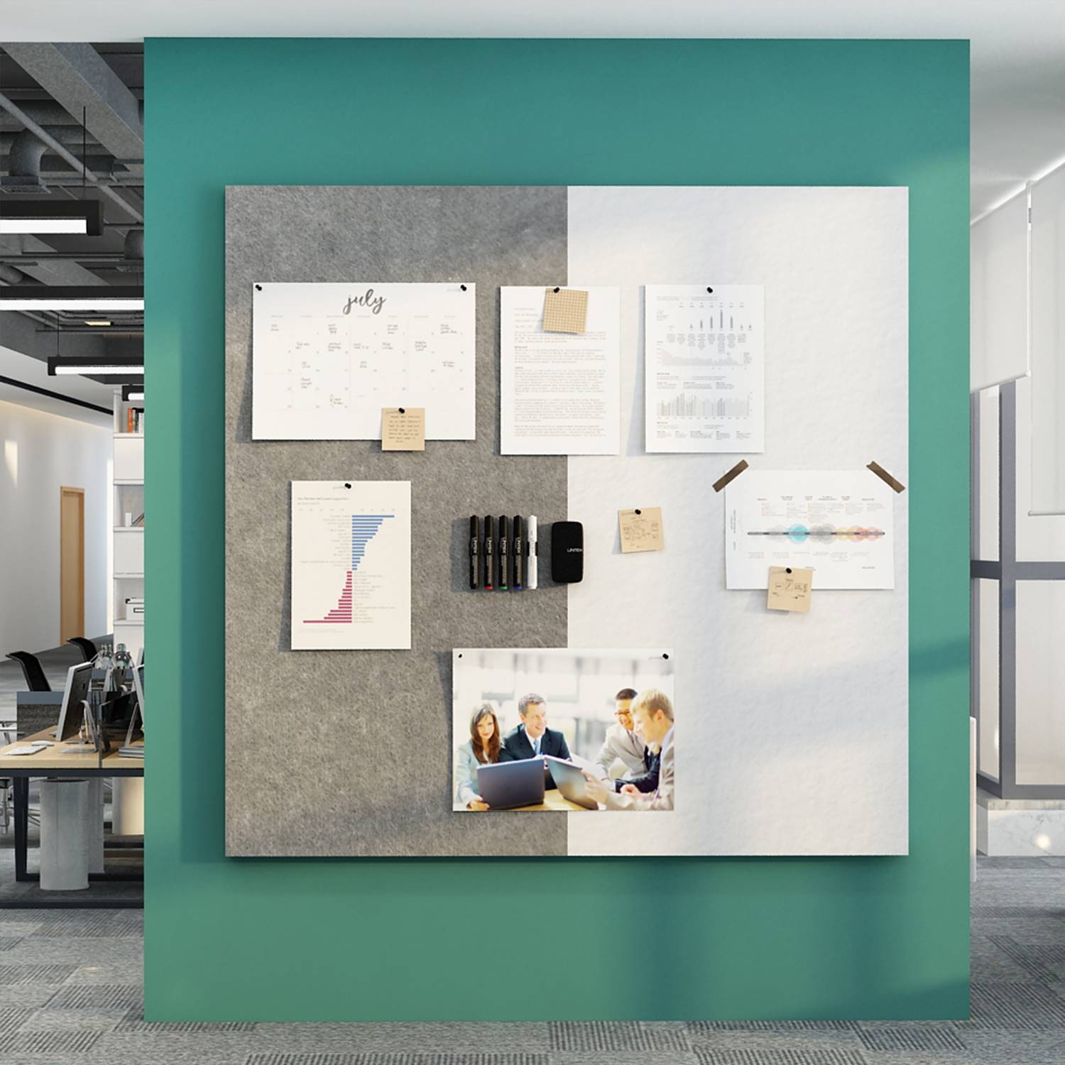 毛毡公告栏办公室墙面装饰企业文化公司背景高级感设计照片展示板