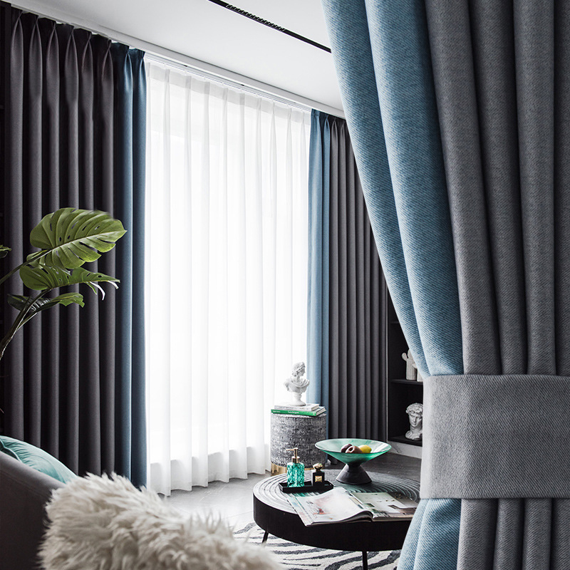 2024年新款窗帘免打孔安装成品客厅卧室阳台遮光布飘窗杆一整套