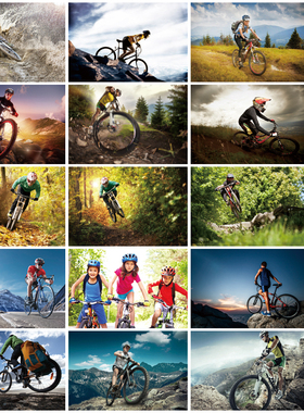 自行车山地越野单车骑行贴画车行挂画体育背景墙海报相框装饰画