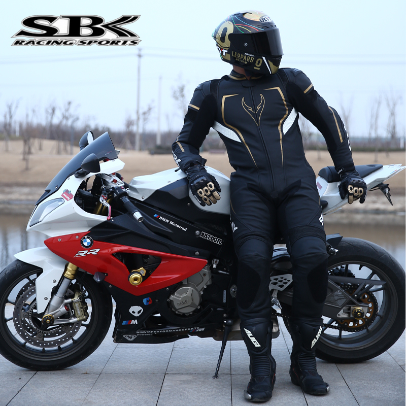 SBK摩托车竞技连体皮衣骑行服男赛道装备骑士衣机车服赛车服防摔