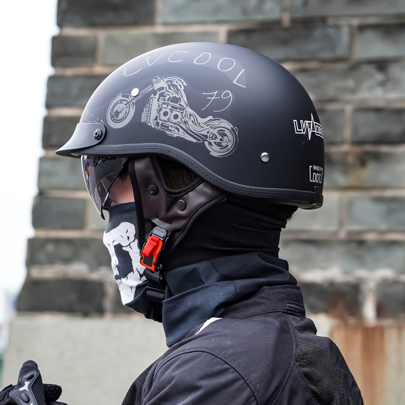 3C认证复古半盔摩托车头盔男夏季电动车安全帽女哈雷电瓶机车太子