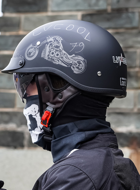 3C认证复古半盔摩托车头盔男夏季电动车安全帽女哈雷电瓶机车太子