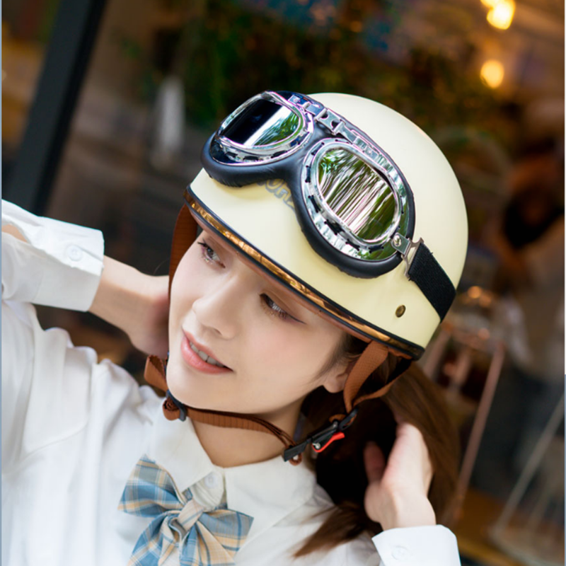 永恒电动电瓶摩托赛车头盔3C复古时尚哈雷瓢盔男女通用夏季半盔