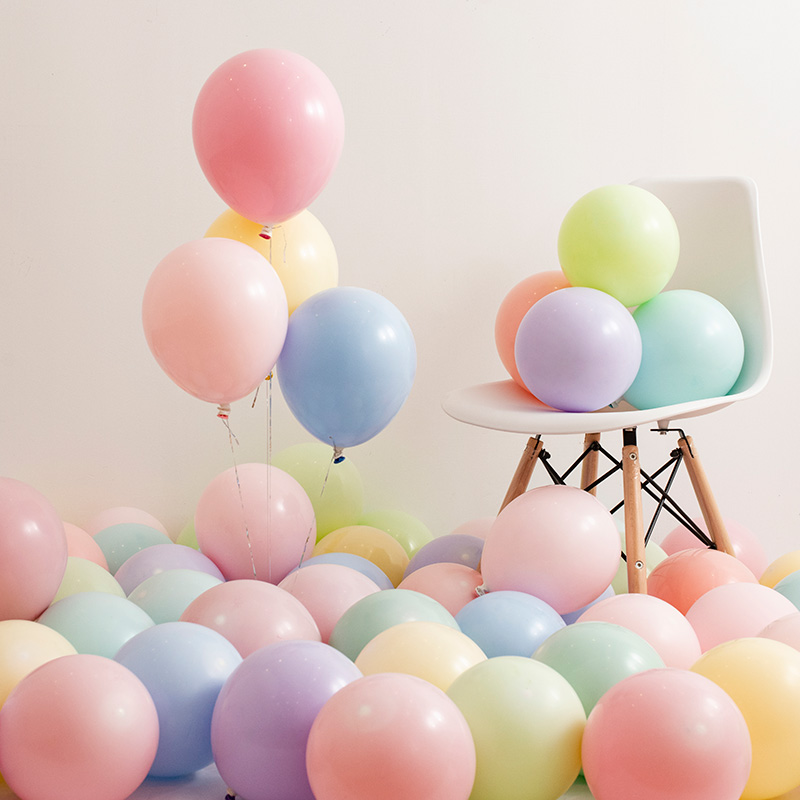 生日派对气球装饰场景布置背景墙马卡龙彩色系儿童男宝女拍照套餐