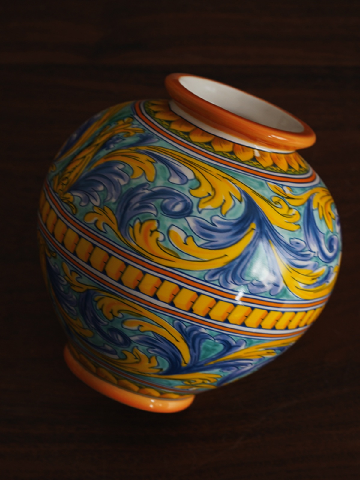 意大利老货收藏出口欧式复古宫廷风高档花纹陶瓷餐桌小花瓶装饰