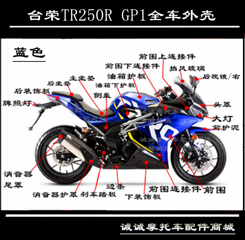 台荣250R GP1摩托车配件全车壳油箱护板前护泥导流罩包围蓝色手柄